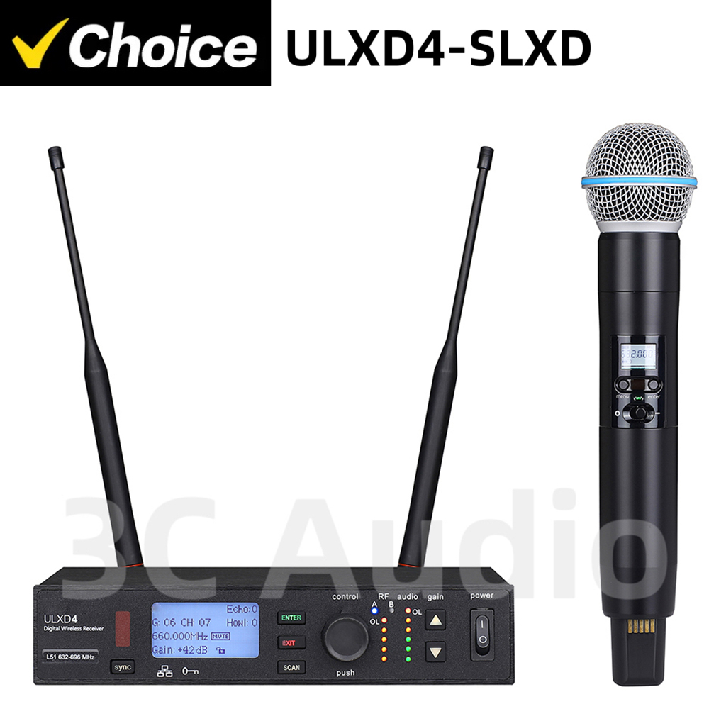 Shure Mic Sm58 - ULXD4-SLXD 500/600MHz Professional Wireless Microphone Single