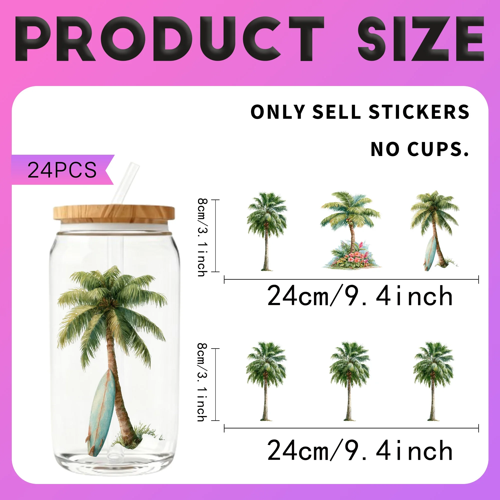 24PCS/Set Palm Tree Watercolor - Rdta Tank Glass 评论和价格