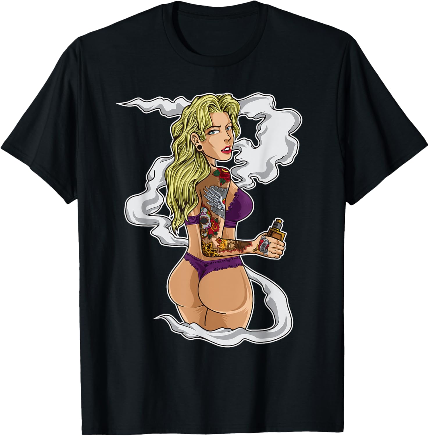 Tattooed Vaping Girl Graphic T - Vaping Shop 评论和价格